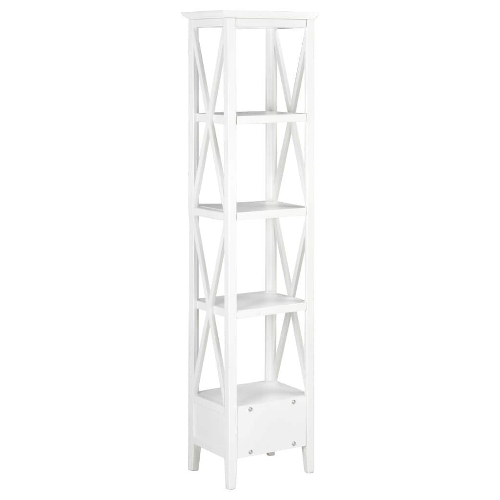 vidaXL White MDF Bookcase with 3 Shelves and 1 Drawer - Decorative, Compact, French-Style, 15.7&quot; x 11.8&quot; x 66.9&quot;