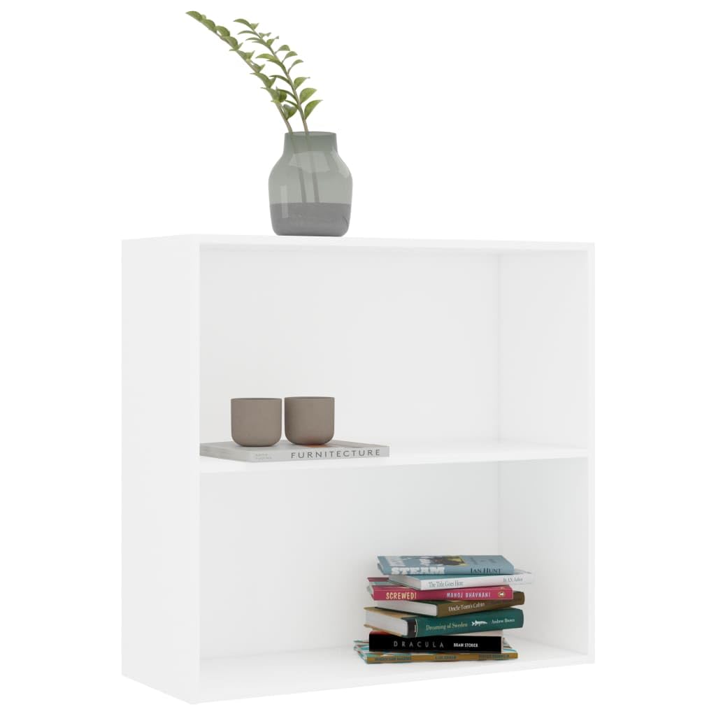 vidaXL 2-Tier Book Cabinet White 31.5&quot;x11.8&quot;x30.1&quot; Chipboard