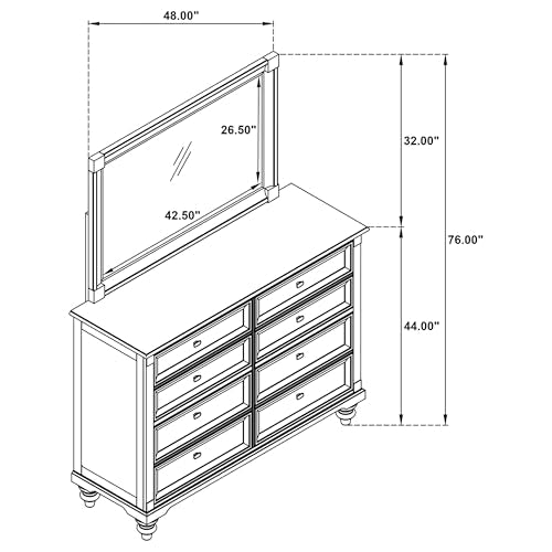 Coaster Home Furnishings Andover Traditional 58-inch 8-Drawer Bedroom Dresser with Mirror Bedroom Clothing Storage Cabinet Wide Chest of Drawers Organizer Unit Dark Oak 223633M