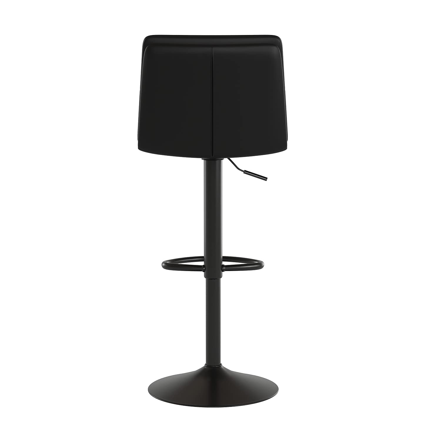 Flash Furniture Hughes Set of 2 Modern Commercial Grade Barstools - Black LeatherSoft Upholstery - Adjusts from Counter to Bar Height - Mid-Back - Channel Stitching