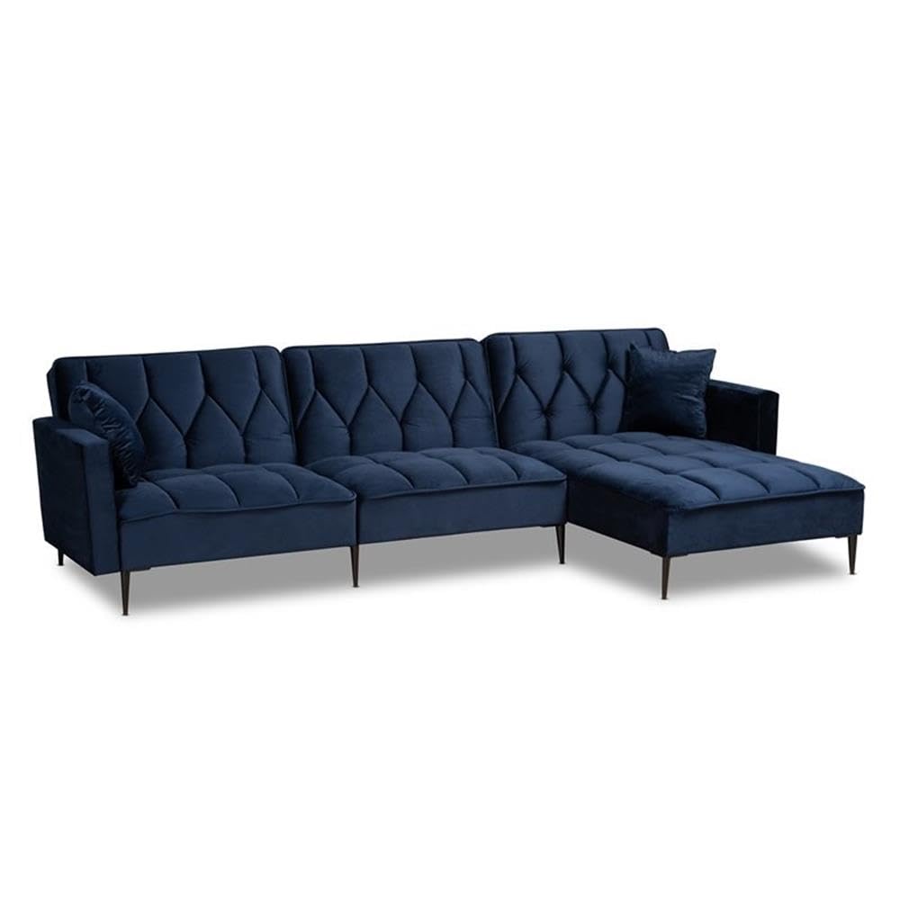 Baxton Studio Galena Blue Sectional Sofa - Thumbnail 2