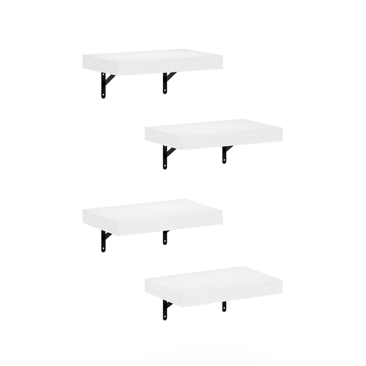 Furinno Tanna 15-Inch Wall Mounted Floating Display Shelves, White Texture, Set of 4