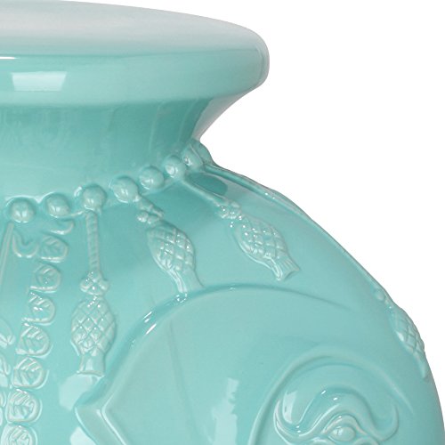 Safavieh Acs4501C Elephant Ceramic Decorative Garden Stool, 0, Robins Egg Blue