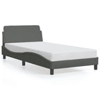 vidaXL Single Bed Frame with Headboard - Dark Gray Fabric, Plywood Slats, Metal & Pine Wood Construction, 39.4"x74.8"