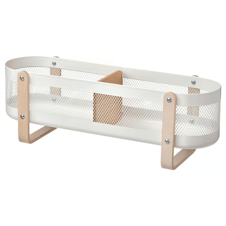 Risatorp Steel With Solid Birch Handle, For Kitchen, Hallway And Bathroom (Desk Organiser, White, 50X16X17 Cm)