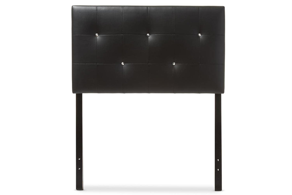 Baxton Studio Dalini Headboard with Faux Crystal Buttons Black/Twin