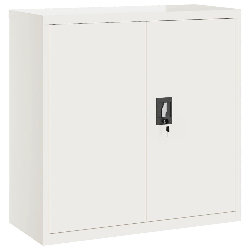 vidaXL Steel File Cabinet - White, Powder Coated, Adjustable Shelves, 35.4&quot;x15.7&quot;x35.4&quot;, Secure Lock with Keys, Home and Office Storage