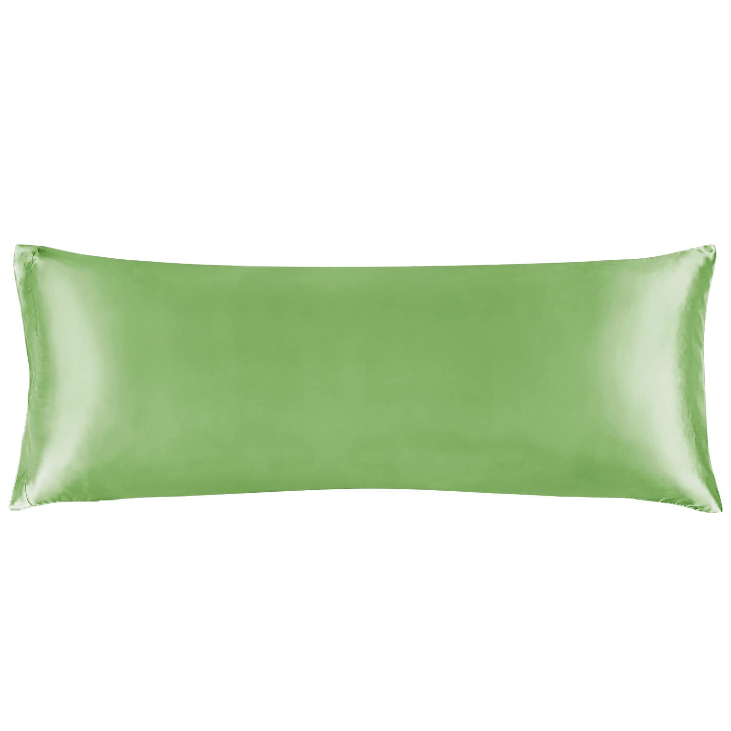 Bedelite Satin Silk Body Pillow Pillowcase For Hair And Skin, Premium And Silky Sage Green Long Body Pillow Case Cover 20X54 Wit