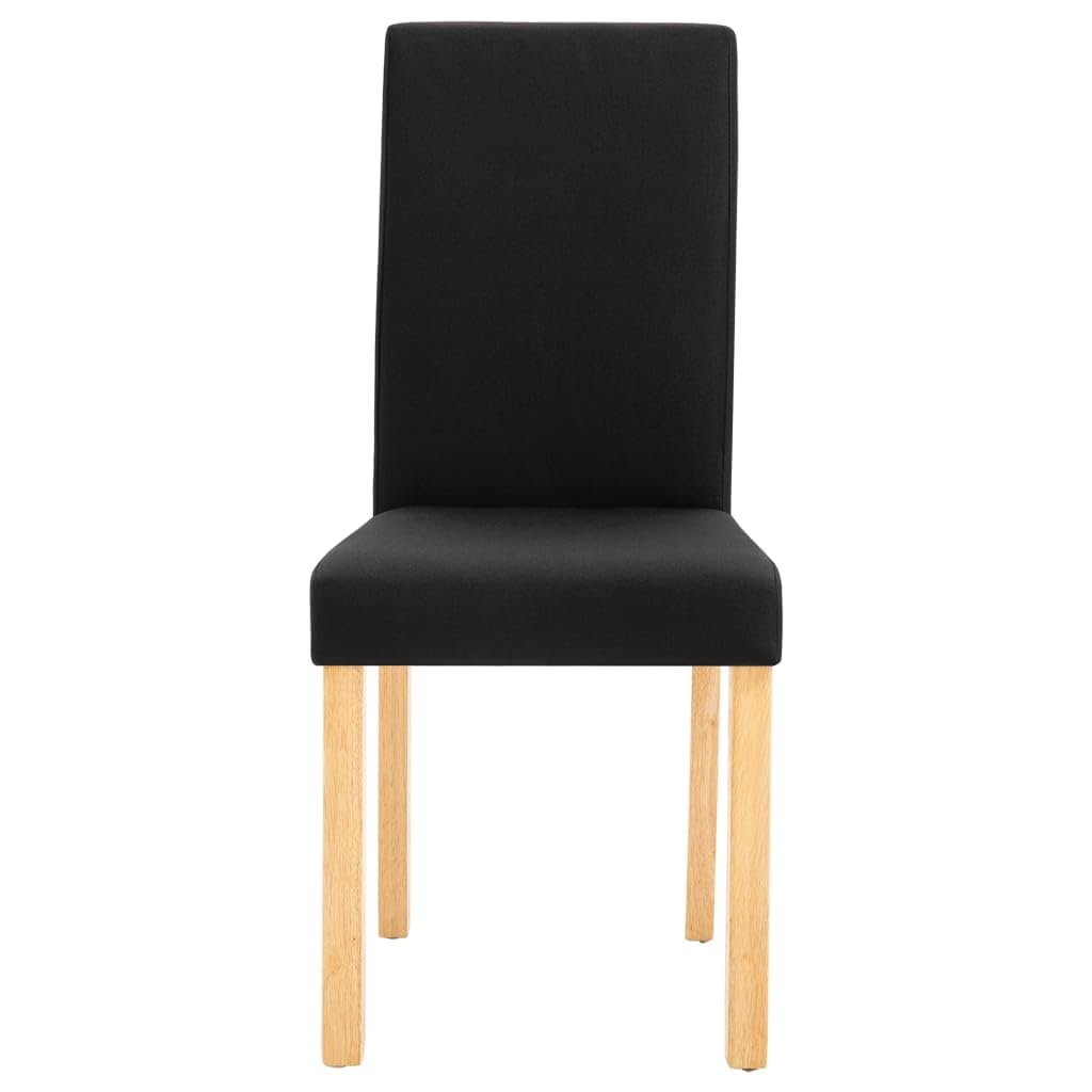 vidaXL Dining Chairs 2 Pcs - Black Fabric Accent Side Chair with Solid Wood Legs - Ergonomic Upholstered Seating - Kitchen/Dining Room Furniture - 16.5"x20.1"x37.4"