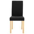 vidaXL Dining Chairs 2 Pcs - Black Fabric Accent Side Chair with Solid Wood Legs - Ergonomic Upholstered Seating - Kitchen/Dining Room Furniture - 16.5"x20.1"x37.4"