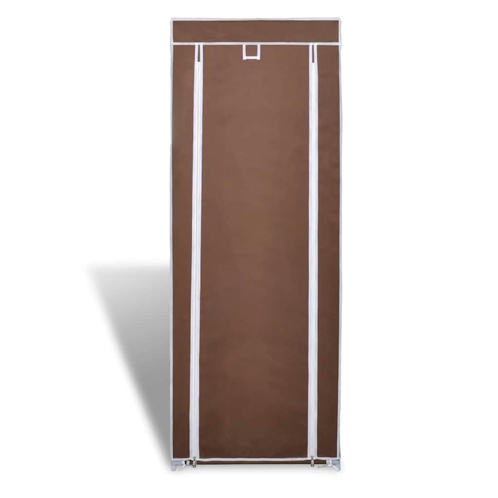 vidaXL 8-Tier Large Capacity Shoe Cabinet - Brown, Non-Woven Fabric and Powder Coated Tubes, 22&quot;x11&quot;x64&quot;, Dust-Free Cover