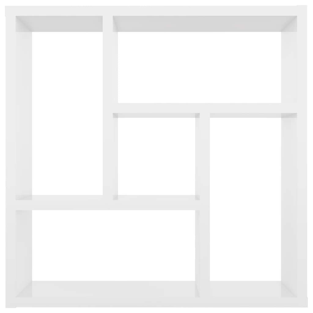 vidaXL Wall Shelf, Floating Shelf with 5 Compartments, Display Shelf, Wall Mounted Shelf for Book DVD CD Photo Frame Trophy, Modern, High Gloss White