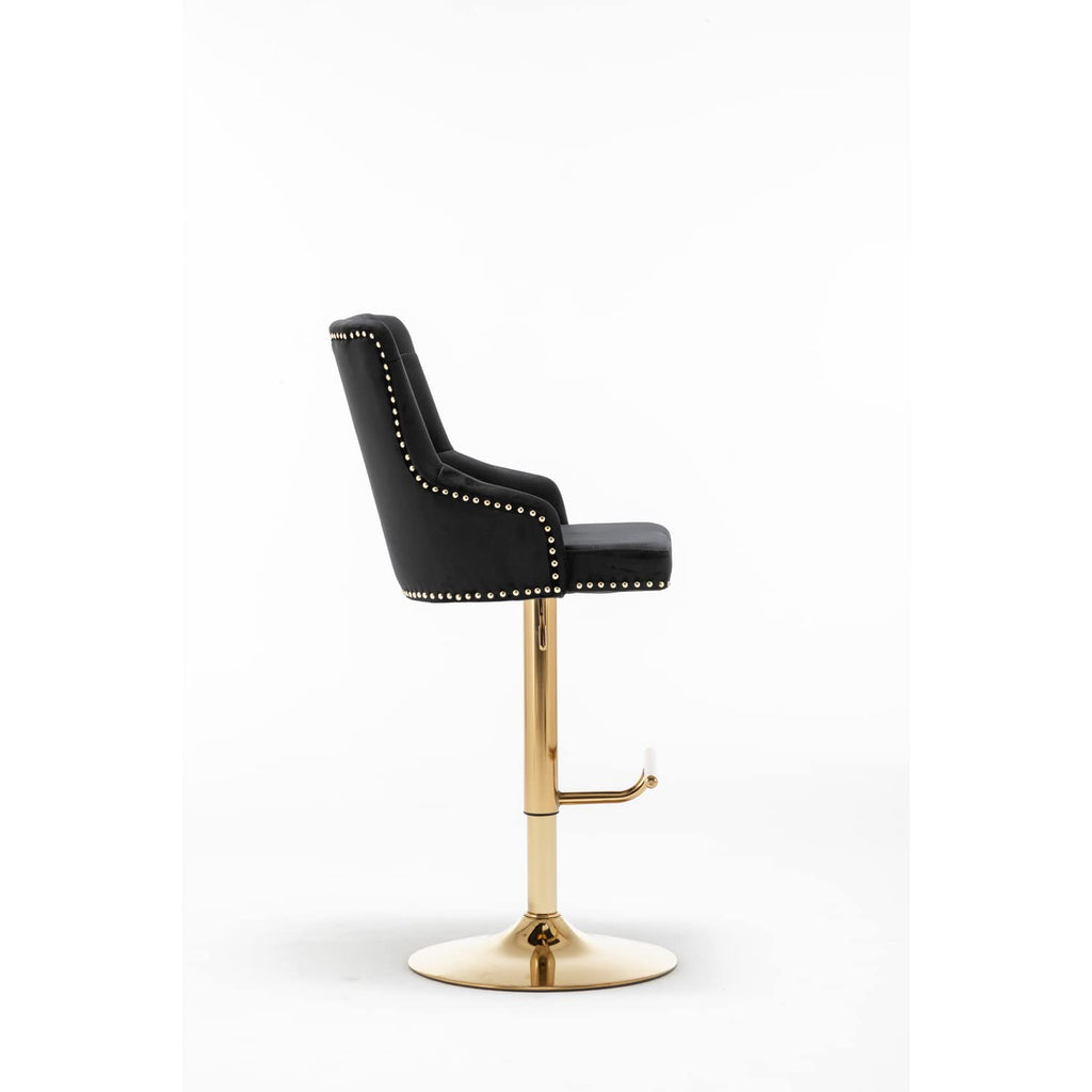 Best Master Furniture Adjustable Swivel Velvet Bar Stools With Gold Base (Set Of 2) B54 Black (Velvet)