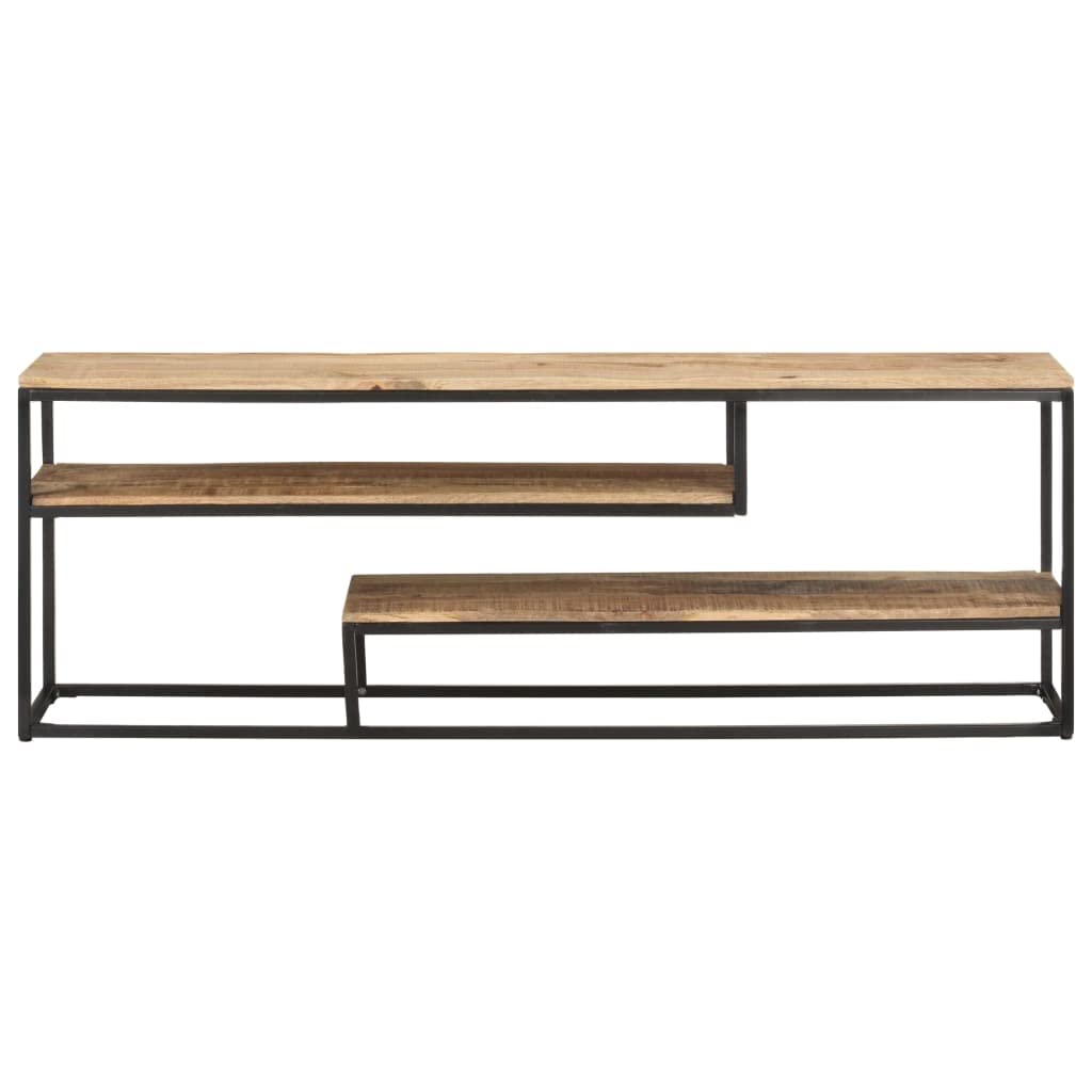 vidaXL TV Stand with Three Shelves – Solid Acacia Wood and Steel – Industrial-Style – Ample Storage Space – Perfect for Interiors - Brown
