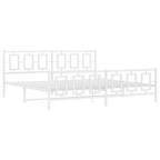 vidaXL White King Metal Bed Frame-76"x79.9", Hallmark Steel Construction, Headboard/Footboard Included