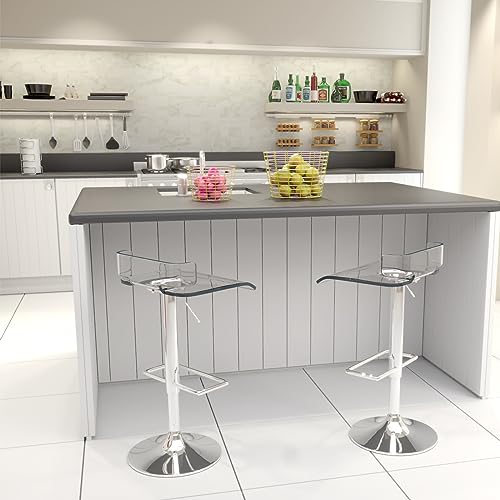 Acme Rania Swivel Adjustable Bar Stool In Clear