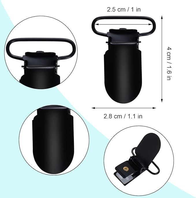 Marrywindix 20Pcs 1' Black Suspender Clips Metal Holder Clips Sheet Fasteners Clips Suspenders Holder For Mattress Pad Cover So
