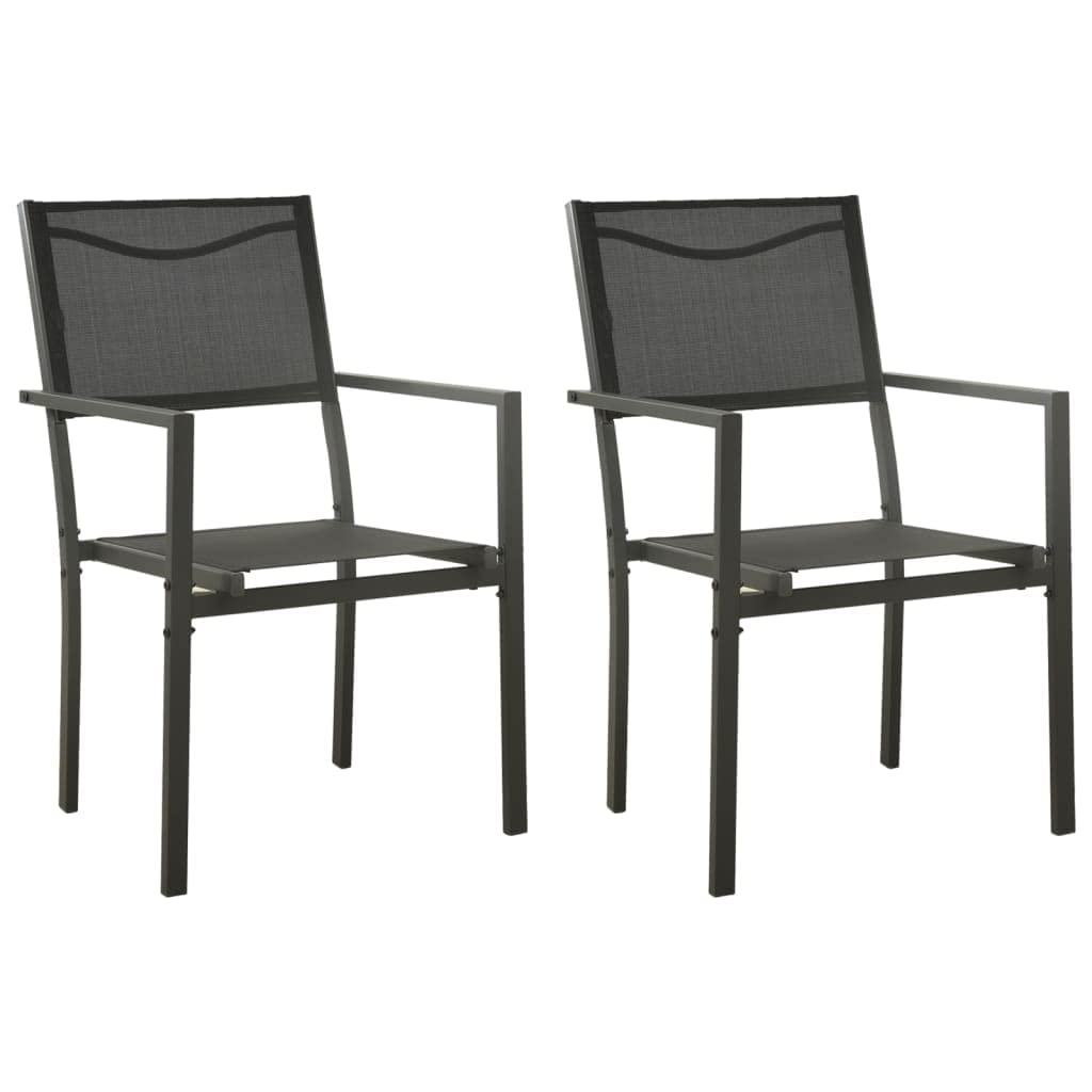 Vidaxl Outdoor Patio Chairs Set Of 2, Sturdy Steel Construction, Quick-Drying Textilene Fabric, Ergonomic Design With Armrests, Lightweight And Easy To Move, Black And Anthracite