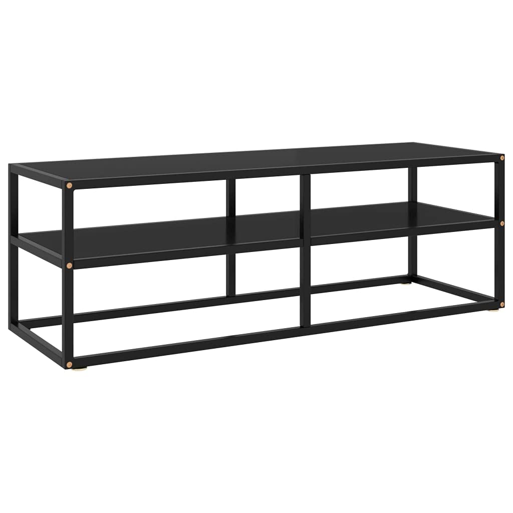 vidaXL Modern Black TV Stand with Glass - Sturdy Steel Frame, Ample Storage Space, Easy Assembly, Suitable for Living Room or Ho