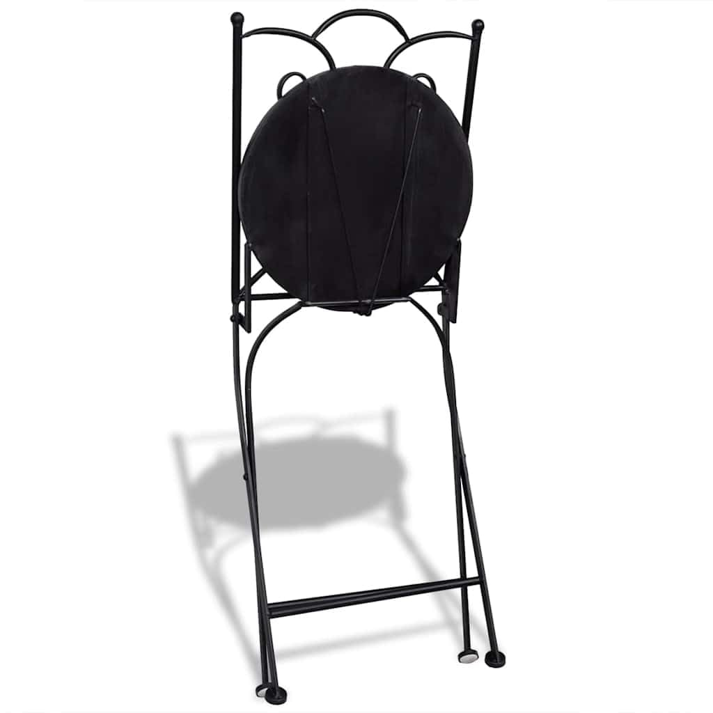 vidaXL Folding Bistro Chairs - Set of 2, Ceramic Terracotta and White, Durable Iron Frame, Easy-to-Clean, Suitable for Patio and Garden Seating