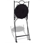 vidaXL Folding Bistro Chairs - Set of 2, Ceramic Terracotta and White, Durable Iron Frame, Easy-to-Clean, Suitable for Patio and Garden Seating