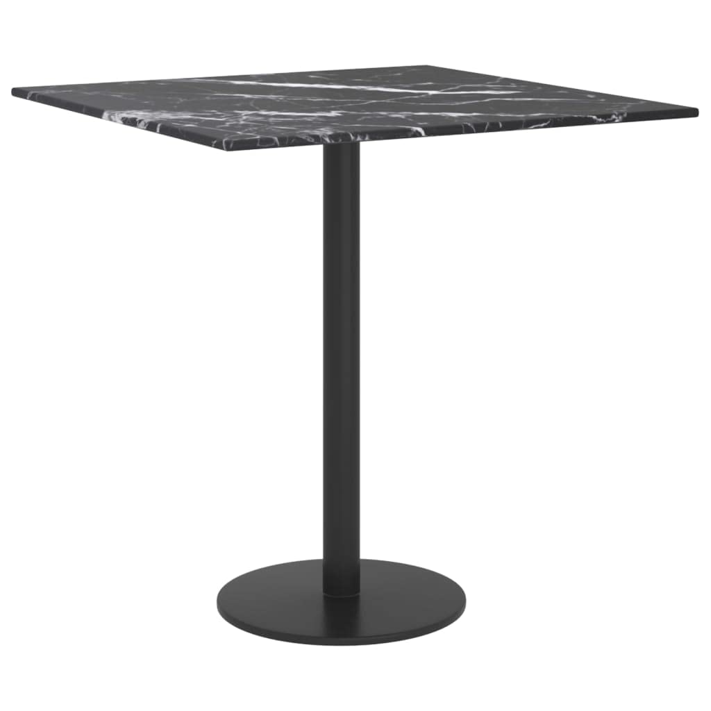 vidaXL Table Top Black 15.7"x15.7" 0.2" Tempered Glass with Marble Design