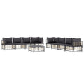 vidaXL 9-Piece Outdoor Patio Lounge Set with Cushions, Anthracite Poly Rattan - Weather Resistant, Modular Sofas, Comfortable Se