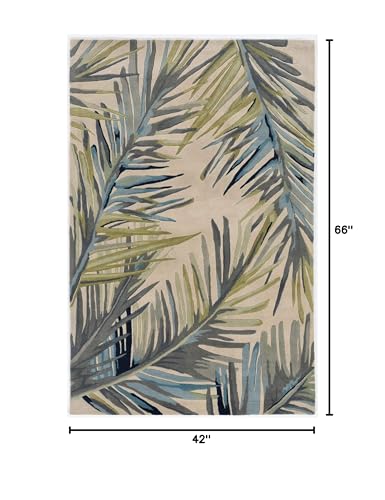 HomeRoots 4'X6' Ivory Hand Tufted Tropical Palms Indoor Area Rug