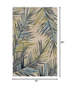 HomeRoots 4'X6' Ivory Hand Tufted Tropical Palms Indoor Area Rug