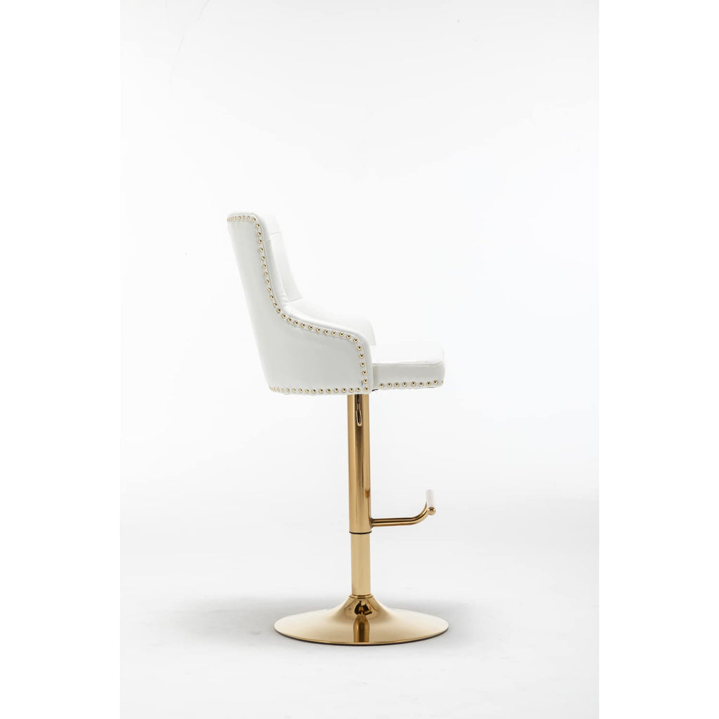 Best Master Furniture Adjustable Swivel Velvet Bar Stools With Gold Base (Set Of 2) B55 White (Velvet) Footrest, Swivel, Nailhead Trim