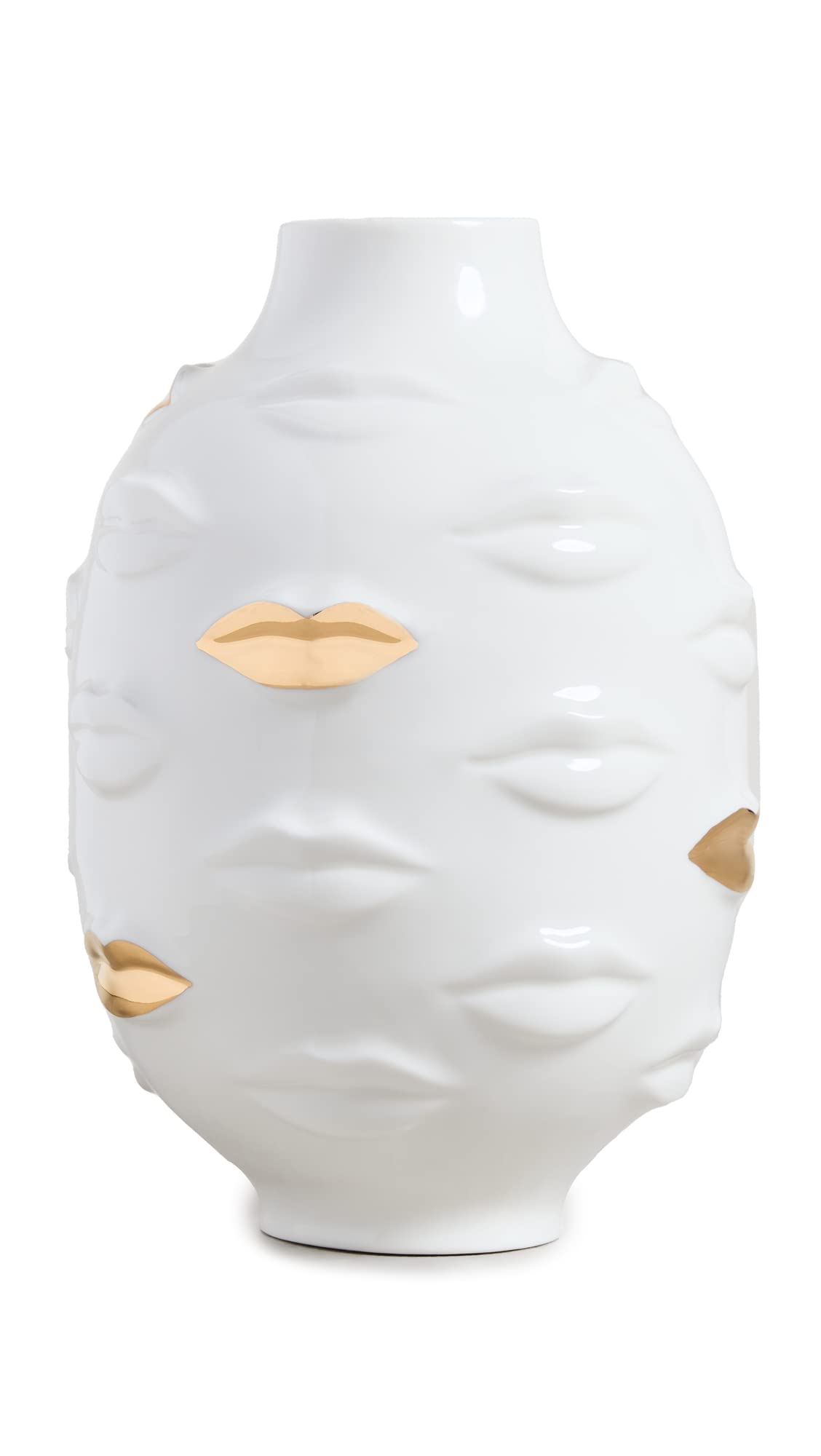 Jonathan Adler Womens Gilded Gala Round Vase, White/Gold, One Size