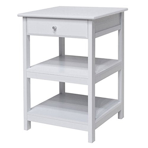 Ergode Wood Delta Printer Stand - Stylish & Practical Home Office Furniture with Soft-Close Drawer, Open Shelves & Ample Storage Space - White