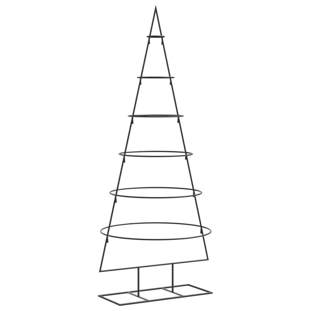 vidaXL Metal Christmas Tree - Black Steel Frame Xmas Decoration - Modern 6-Layer Artificial Tree for DIY, Outdoor, Sheltered Areas - 150 cm Height