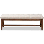 Baxton Studio Ainsley Modern and Contemporary Light Beige Fabric Upholstered Walnut Finished Solid Rubberwood Bench