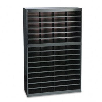 Safco E-Z Stor Literature Centers With Steel Frames And Shelves Organizer,60Comp,Ltr,Bk (Pack Of2)