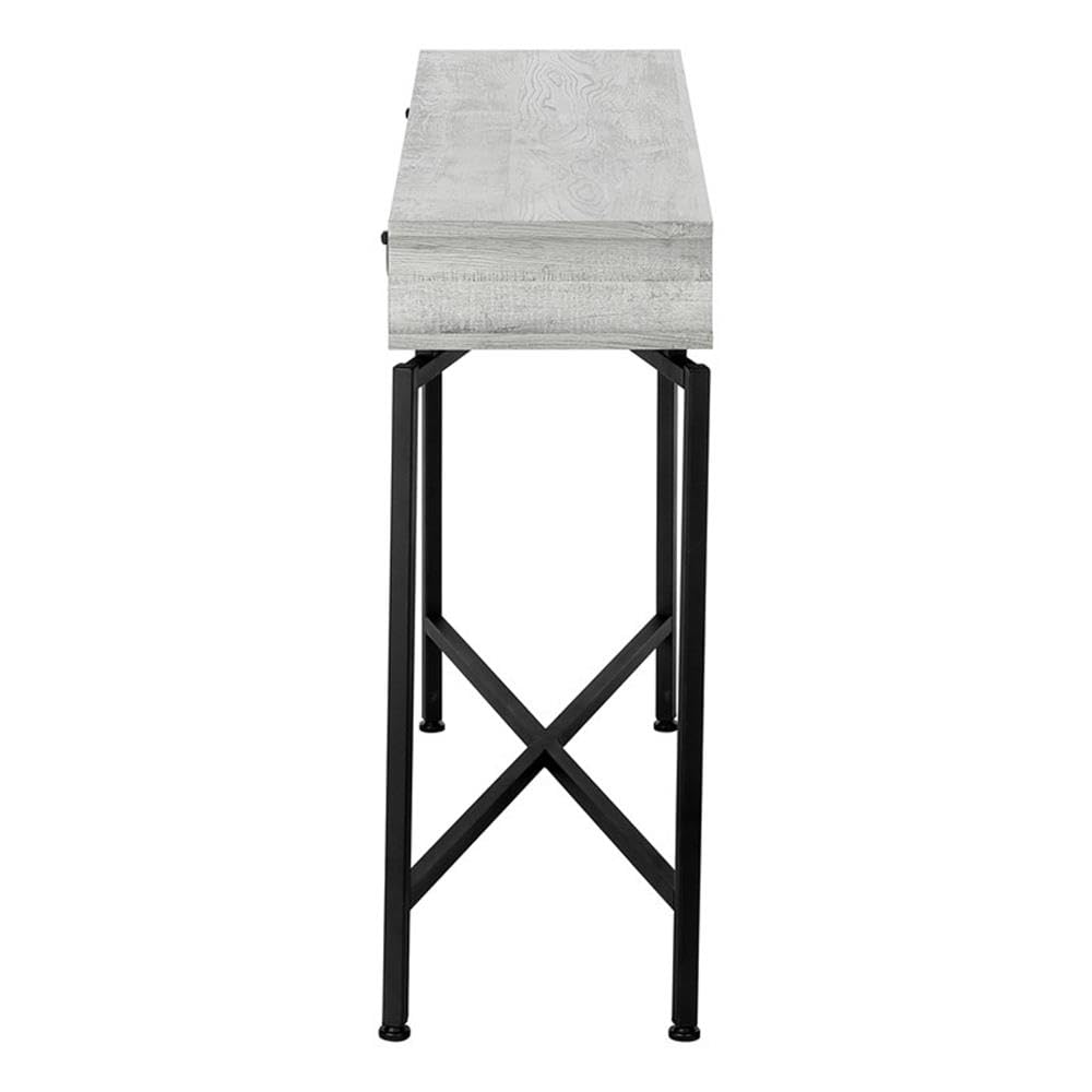 Monarch Specialties Console Sofa Accent Table, 42&quot; L, Grey Reclaimed Wood-Look/Black Base