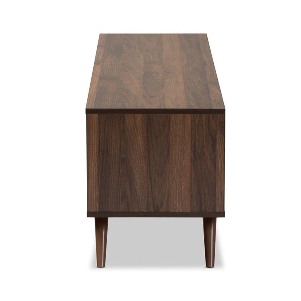 Baxton Studio Naoki Modern and Contemporary Two-Tone Grey and Walnut Finished Wood 2-Door TV Stand