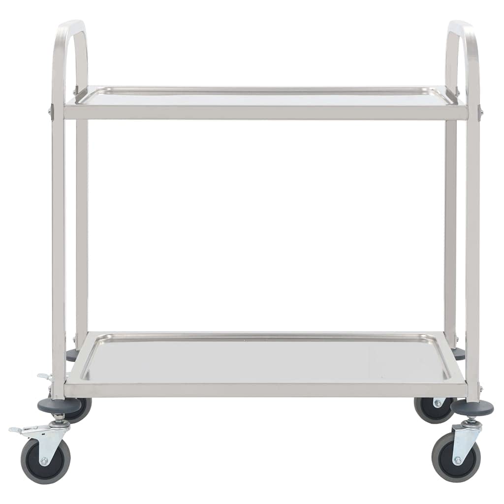 SKM 2-Tier Kitchen Trolley 34.3&quot;x17.7&quot;x32.9&quot; Stainless Steel -0913