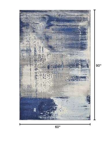 HomeRoots 60' X 90' Ice Blue Polypropylene Rug