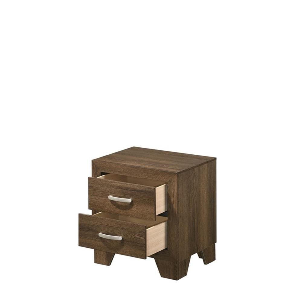 Acme Miquell Wooden 2-Drawer Bedroom Nightstand In Oak