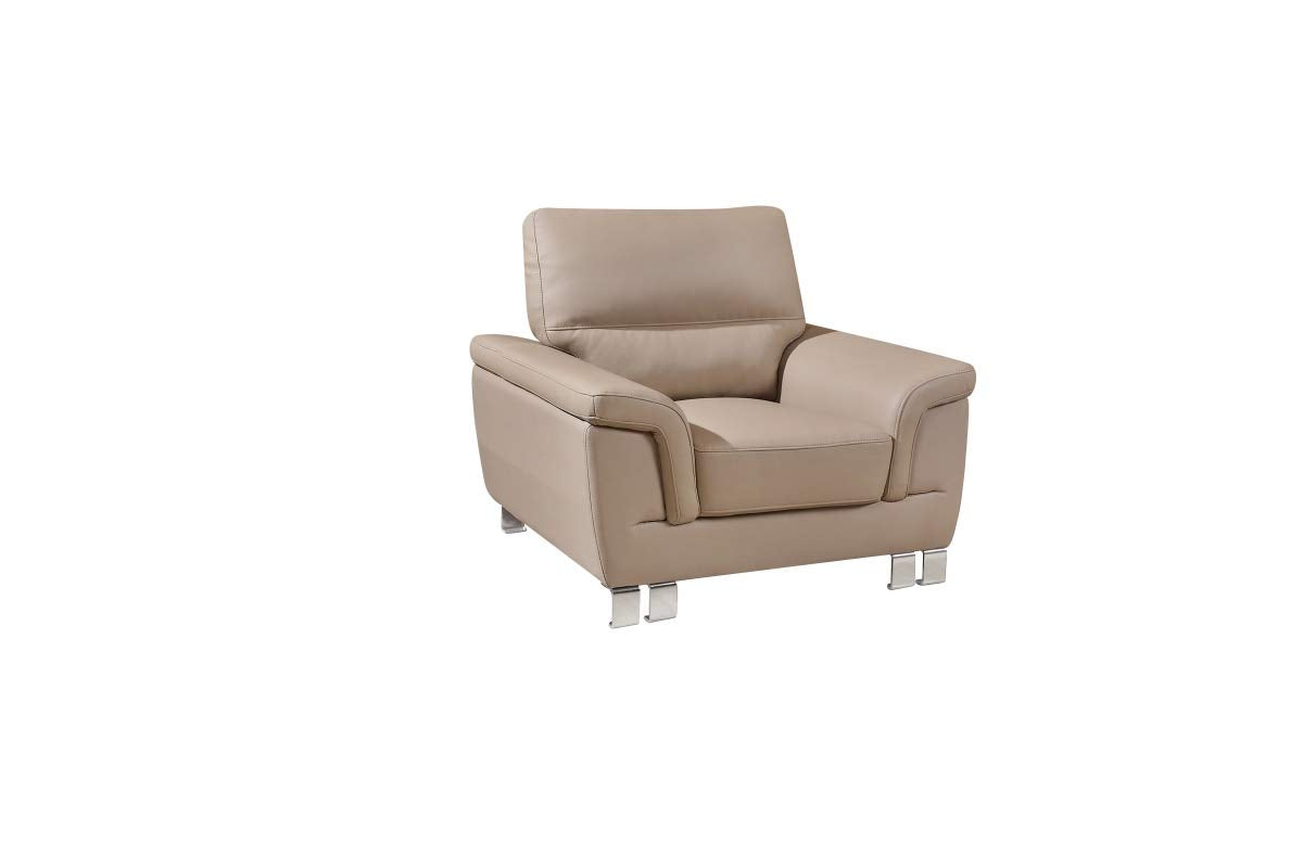 HomeRoots 37' Beige Modern Leather Chair