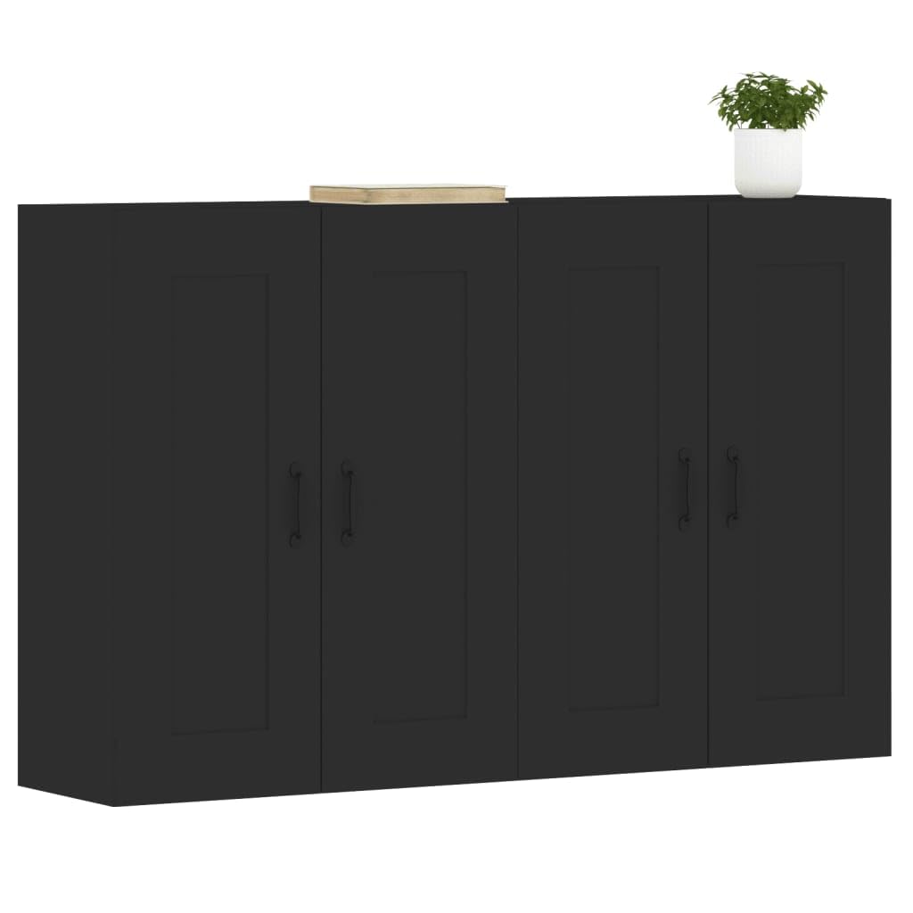 vidaXL Wall Mounted Cabinets 2 pcs, Bathroom Cabinet with Storage, Storage Cupboard for Living Room, Wall Cabinet, Modern Style, Black Engineered Wood