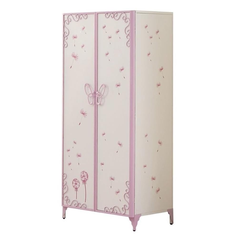 Acme Priya Ii 2-Door Metal Frame Kids Wardrobe Armoire In White