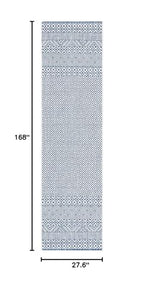 Safavieh Courtyard Collection 2'3' X 14' Blue/Navy Cy8235 Indoor/ Outside Waterproof Easy Cleansingpatio Backyard Mudroom Runner Mat