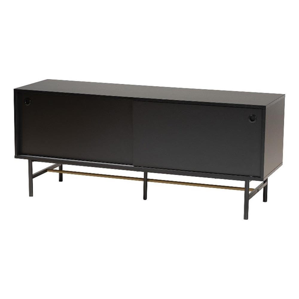 Baxton Studio Truett Modern Dark Brown Finished Wood and Two-Tone Black and Gold Metal TV Stand