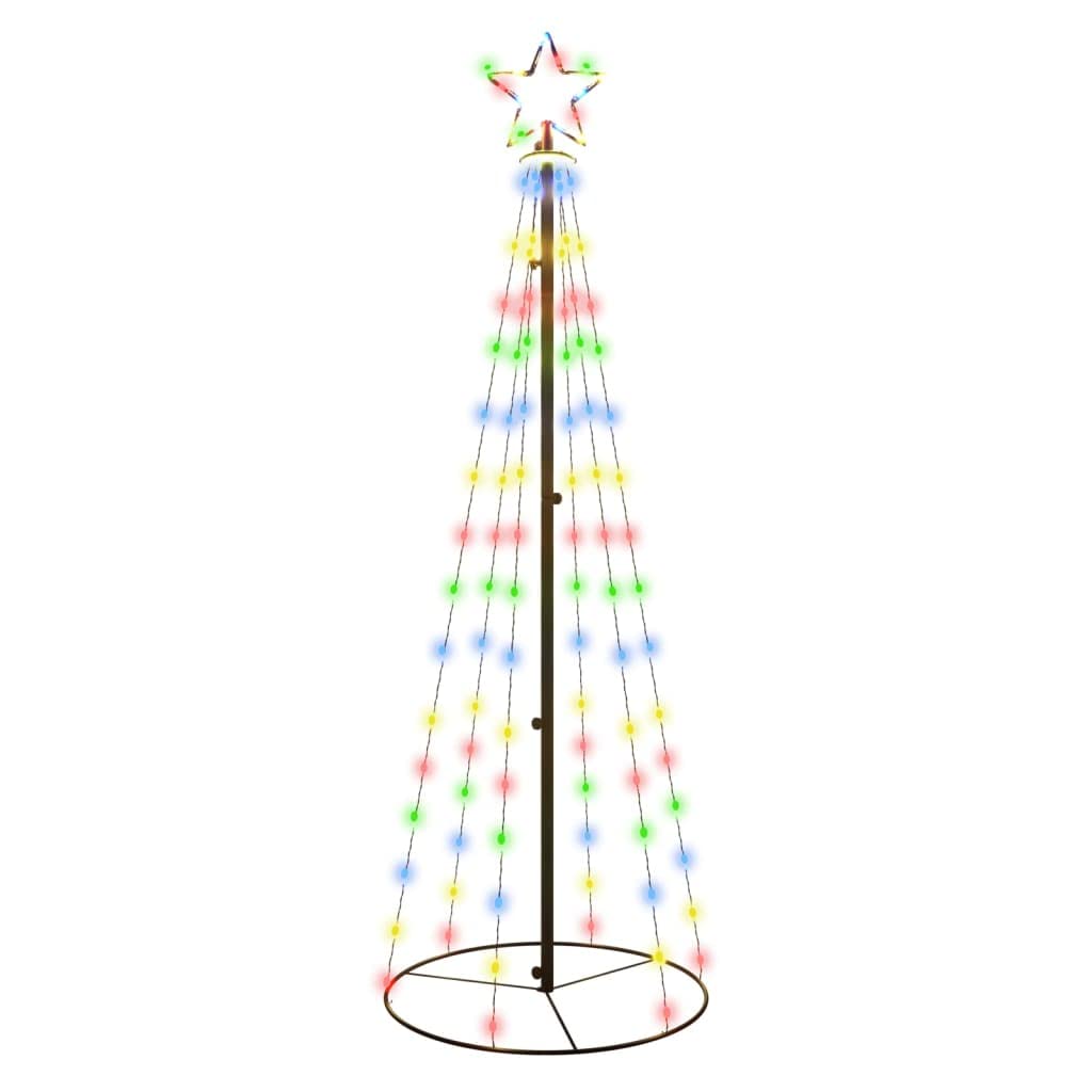 vidaXL Blue LED Christmas Cone Tree - Modern Design, Illuminated by 108 LEDs, 27.6x70.9 in Dimensions, Complete with 16.4' Power Lead