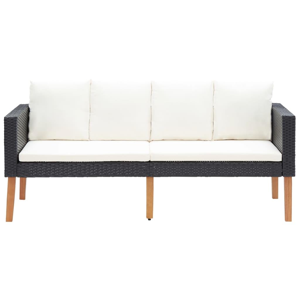 vidaXL Patio Sofa, Loveseat with Cushions, Patio Wicker Furniture, Outdoor Sofa for Backyard Garden Porch, Rustic, PE Rattan Black