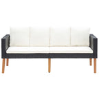 vidaXL Patio Sofa, Loveseat with Cushions, Patio Wicker Furniture, Outdoor Sofa for Backyard Garden Porch, Rustic, PE Rattan Black