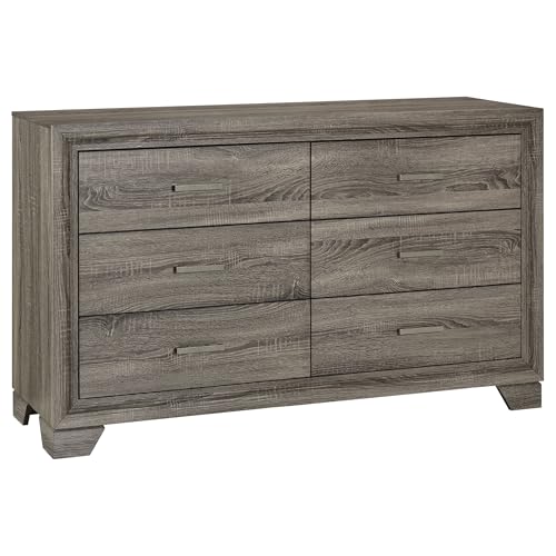 Coaster Home Furnishings Wright Transitional 59-inch 6-Drawer Bedroom Dresser Clothing Storage Cabinet Wide Chest of Drawers Organizer Unit Brown Oak 223343