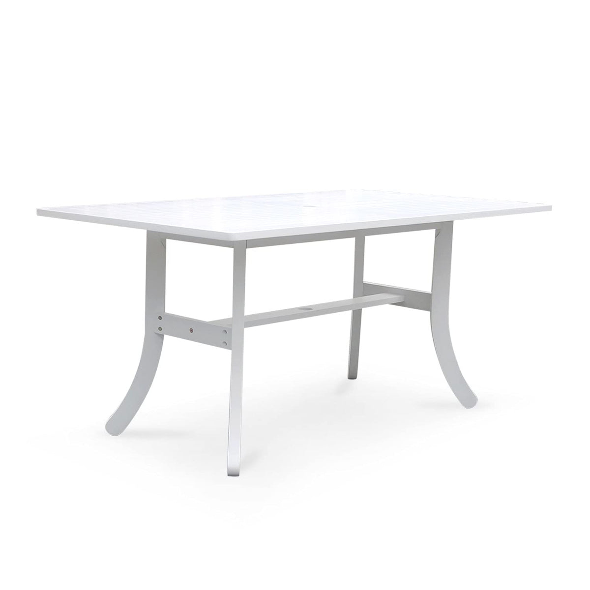 HomeRoots White Painted Acacia White Dining Table with Curved Legs